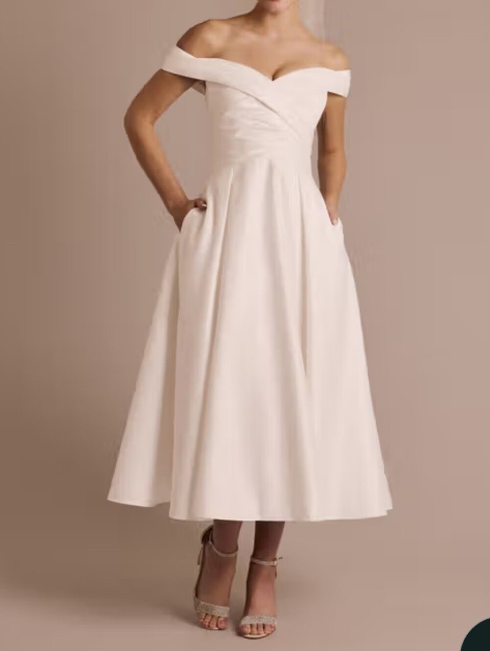 David's Bridal Off-Shoulder Soft White Wedding Dress